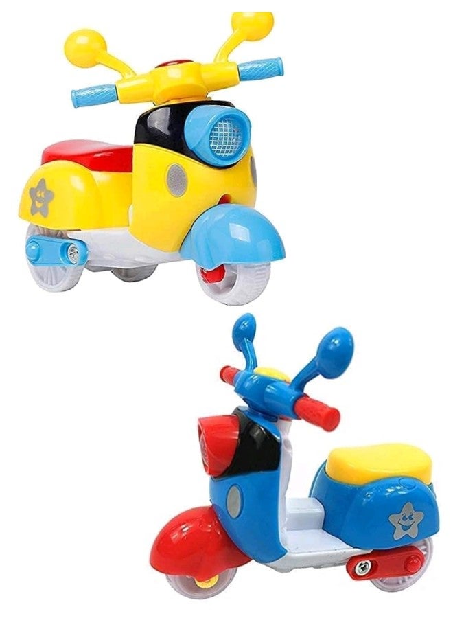Manos Kids Toy Scooter, Colorful Push Along Vehicle with Star Design, Yellow and Blue Pack of 2 - Image 1